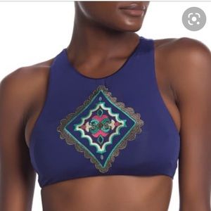 SAHA Macondo Halter Embroidered Bikini Top SZ S NWOT